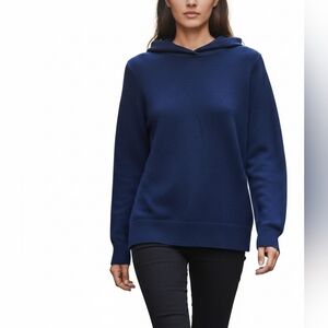 ​Vince 100% Wool Hooded Sweater - Navy Blue Size: L